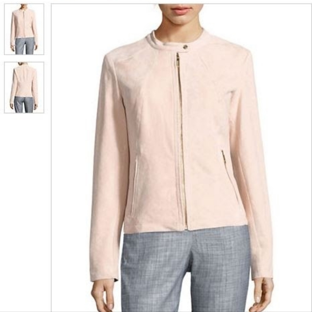 Ivanka Trump Faux Pink Suede Zip Jacket XS